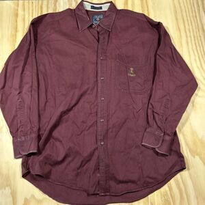 Chaps Ralph Lauren Vintage Shirt Large Red Long Sleeve Retro Logo 90s Y2K Crest‎